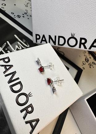 Красные серьги пандора pandora стрела-сердце стрела амура 9
