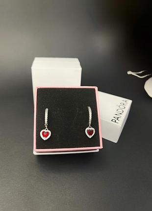 Красные серьги пандора pandora 3