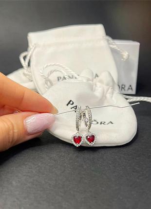 Красные серьги пандора pandora 5