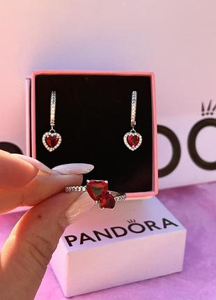 Красные серьги пандора pandora 6