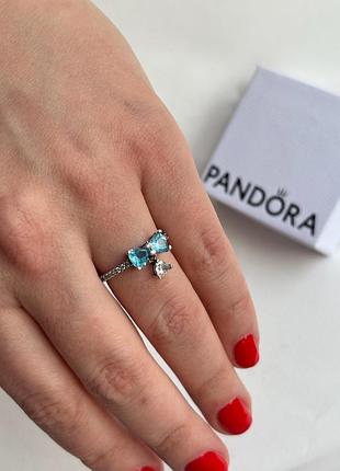 Кольцо серебряное синий бант бриджертоны 925 проба pandora 17