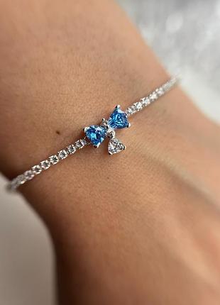 Серебряный браслет синий бант бриджертоны 925 проба пандора pandora