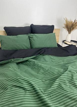 Пододеяльник полуторный 150*210 бязь gold luxe (на молнии) принты зеленая полоска