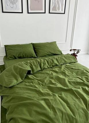 Простирадло євро 220*240 бязь gold luxe хакі (зелений)