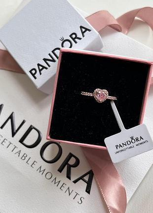 Кільце рожеве серце пандора pandora 19