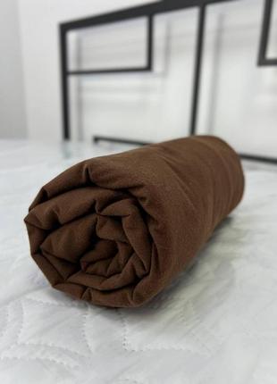 Простыня на резинке фланель байка турецкая шоколад 200×220×20