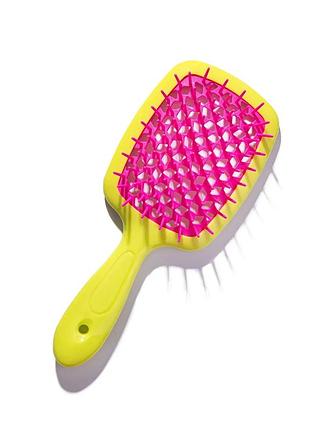 Щетка для волос hollow comb superbrush plus yellow-pink