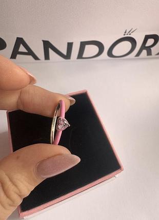 Кольцо розовое сердце чакры пандора pandora