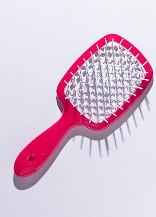 Щетка для волос hollow comb superbrush plus red-white