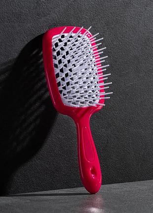 Щетка для волос hollow comb superbrush plus red-white 2