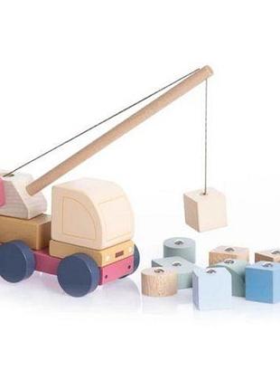 Машинка "авто-кран" 2/wooden toy "crane truck" 2