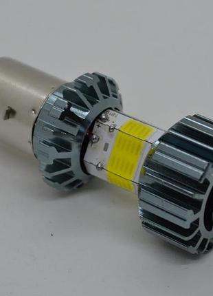Світлодіодна лампа ba20d 72w для мотоцикла — cob led, 6000 k, 12000 лм, ближнє/дальнє світло
