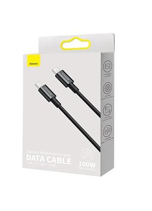 Кабель baseus superior series fast charging data cable type-c to type-c 100w 1m - black 2