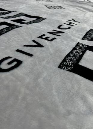 Плед велсофт евро 195х220 принт givenchy серый 2