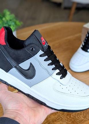 Nike force 1 натуральная кожа мужские кроссовки кеды прошиты прочные мужская весенняя обувь