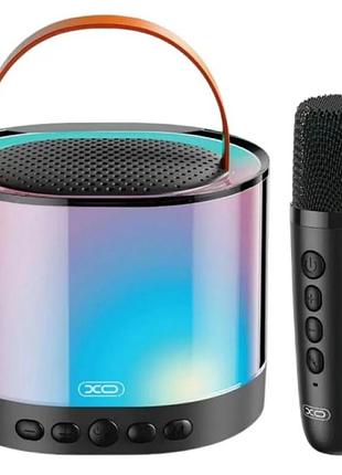 Колонка з бездротовим мікрофоном, функцією зміни голосу, ручкою, bluetooth, sd, fm та підсвіткою 15см*11см