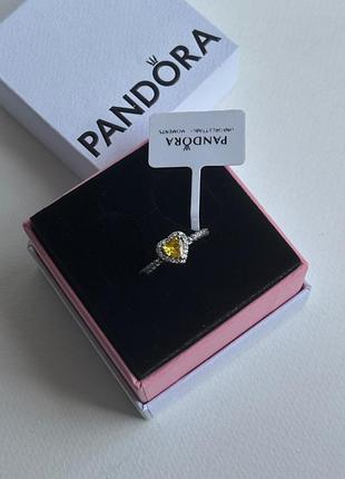 Каблучка жовте серце срібна пандора pandora
