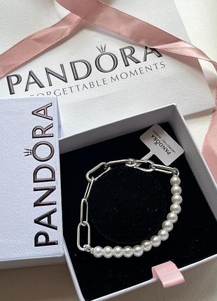 Браслет пандора с жемчужинами pandora me 925 проба 18