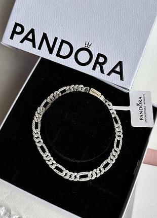 Браслет пандора с паве pandora кубинское плетение