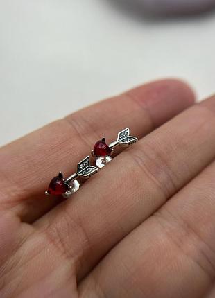 Красные серьги стрела-сердце стрела амура 5
