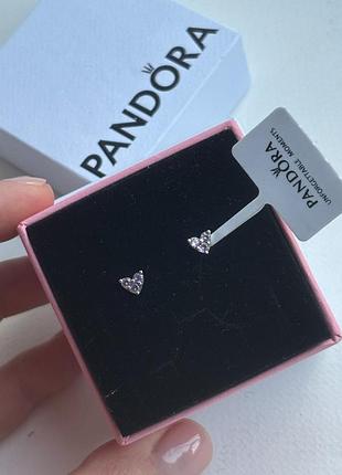 Сережки рожеве серце пандора pandora