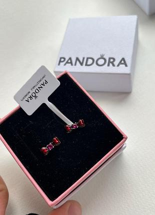 Сережки червоний бант білосніжки срібні пандора pandora