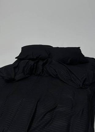 Пододеяльник двуспальный 175х210 на молнии страйп-сатин luxe черный