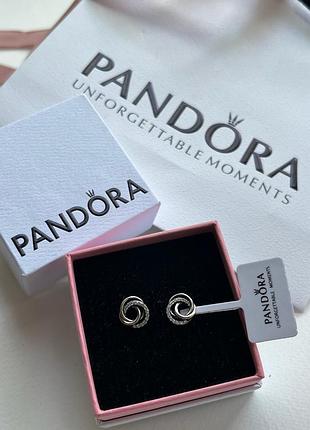 Серьги круглые завитушки серебряные пандора pandora