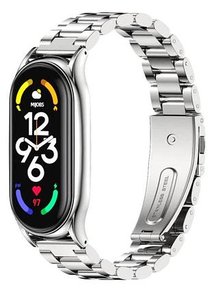Металлический ремешок primo mijobs для фитнес-браслета xiaomi mi smart band 7 - silver