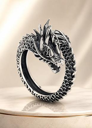 Вінтажне кільце перстень fighting dragon з регульованим розміром унісекс, з коробкою