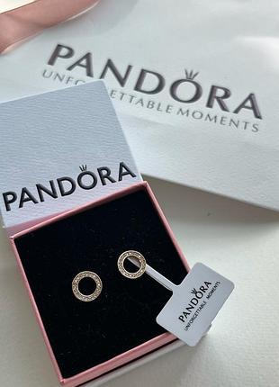 Серьги круглые золотые пандора pandora
