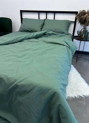 Комплект постільної білизни сімейний 150х210 (2 шт) бязь gold luxe простирадло на гумці 180х200х20 наволочки 50х70 евкаліпт