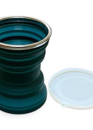 Силіконова складна чашка primolux travel ss04 туристична для подорожей з кришкою 320ml - teal