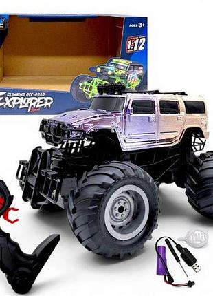 Машинка на радиоуправлении, большие колеса "hummer" серебристый