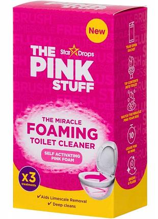 Порошок - піна для чищення унітазу the pink stuff toilet cleaner 3x100g пінк стаф , 3 штук в упаковці