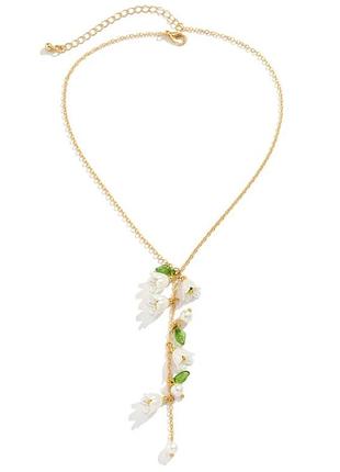 Колье с подвеской в форме цветов и жемчуга primo lily – gold