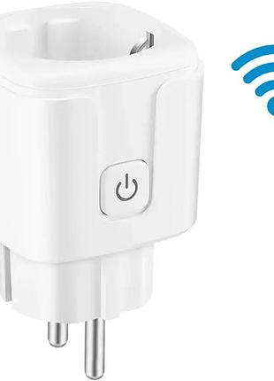 Розумна wi-fi розетка 16а з енергометром, таймером, tuya smart і smart life сумісна з google home та alexa - white