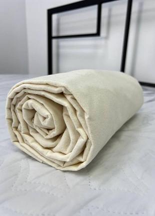 Простыня на резинке фланель байка турецкая шампань 90×200×20
