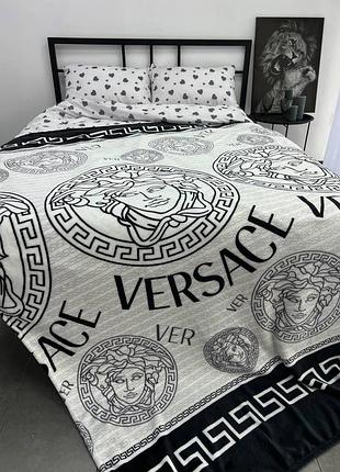 Плед велсофт полуторный 145х220 принт versace
