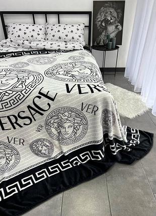 Плед велсофт полуторный 145х220 принт versace 2