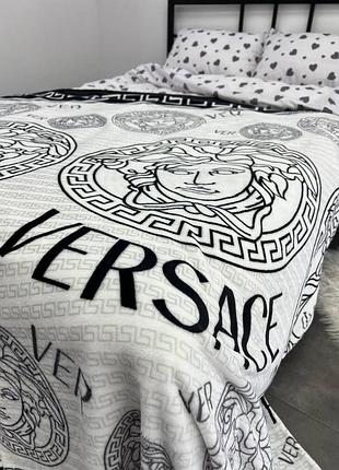 Плед велсофт полуторный 145х220 принт versace 3