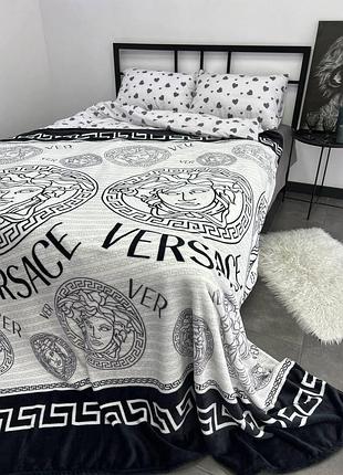 Плед велсофт полуторный 145х220 принт versace 4