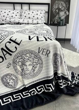 Плед велсофт полуторный 145х220 принт versace 5