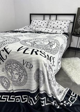 Плед велсофт полуторный 145х220 принт versace 7