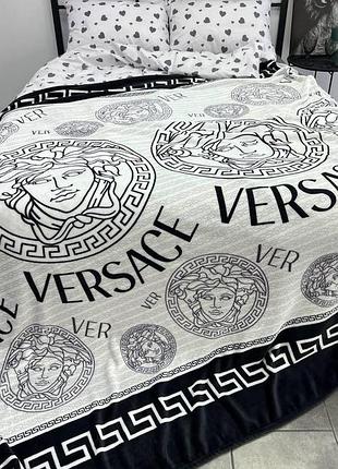 Плед велсофт полуторный 145х220 принт versace 9
