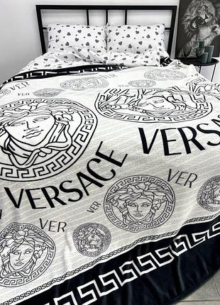 Плед велсофт полуторный 145х220 принт versace 10