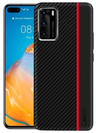 Чехол накладка primolux cenmaso для телефона huawei p40 - black&red