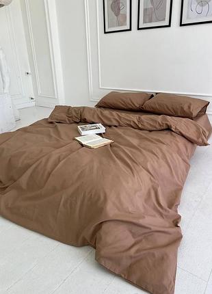 Підковдра полуторна 150*210 бязь gold luxe (на блискавці) однотонна кава з молоком