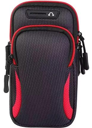 Чехол на руку primo sport универсальный спортивный для телефона до 6.5" - black/red