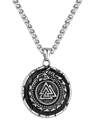 Кулон підвіска vikings valknut амулет у скандинавському стилі з ланцюжком - silver